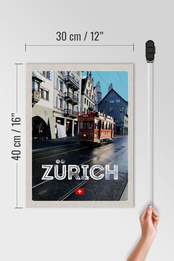 Panneau en bois voyage 30x40cm Zurich Suisse tram 4