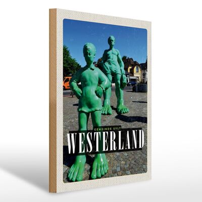 Cartel de madera viaje 30x40cm Escultura Westerland gigante viajero