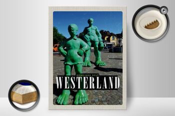 Panneau en bois voyage 30x40cm Sculpture Westerland géant voyageur 2