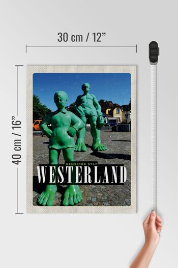 Panneau en bois voyage 30x40cm Sculpture Westerland géant voyageur 4