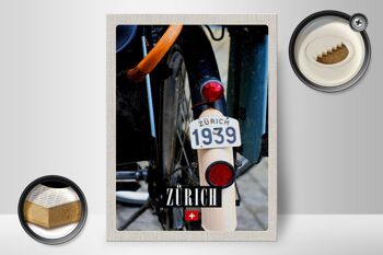 Panneau en bois voyage 30x40cm Zurich vélo 1939 Europe 2