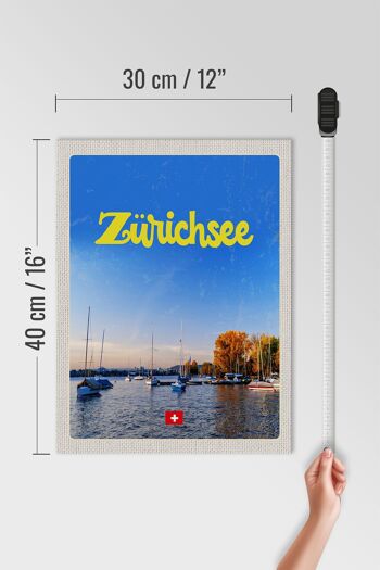 Panneau en bois voyage 30x40cm Zurich lac nature bateaux excursion en bateau 4