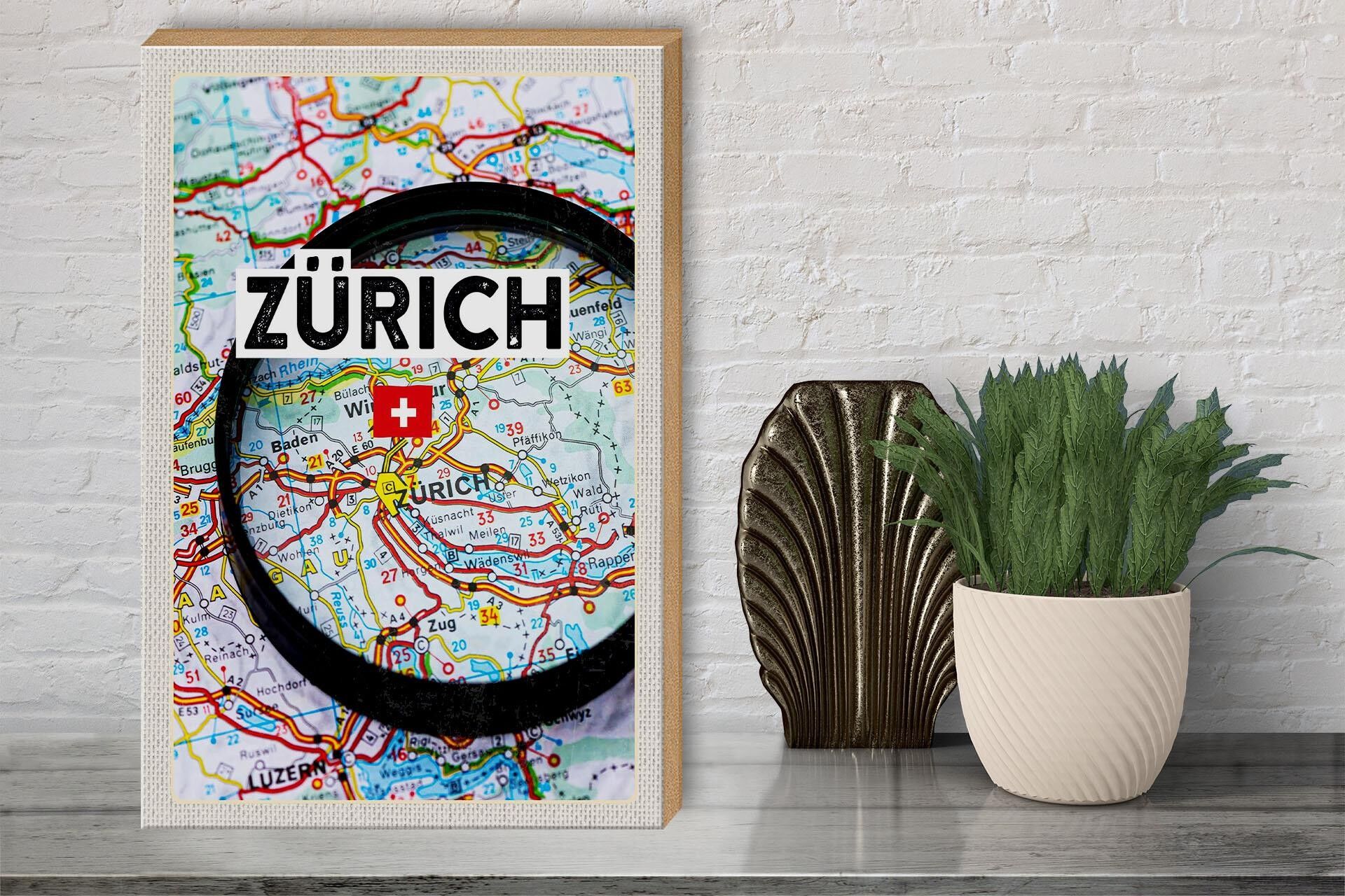 Buy wholesale Wooden sign travel 30x40cm Zurich Switzerland map