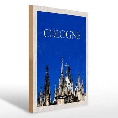 Cartel de madera de viaje 30x40cm Colonia Alemania Iglesia Catedral de Colonia