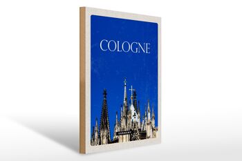 Panneau en bois voyage 30x40cm Cologne Allemagne Cathédrale de Cologne Église 1