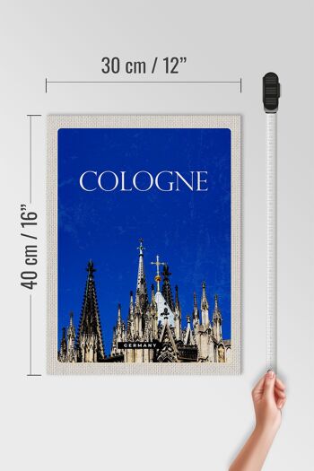 Panneau en bois voyage 30x40cm Cologne Allemagne Cathédrale de Cologne Église 4