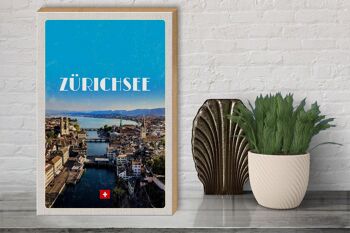 Panneau en bois voyage 30x40cm Zurich vue sur les vacances en ville 3