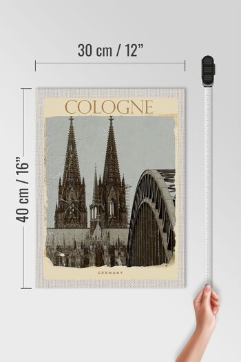 Panneau en bois voyage 30x40cm Pont de la cathédrale de Cologne noir blanc 4