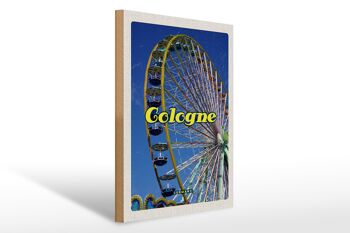 Panneau en bois Voyage 30x40cm Foire de Cologne Grande roue ciel 1