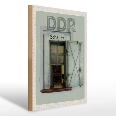 Wooden sign travel 30x40cm DDR door with switch inscription
