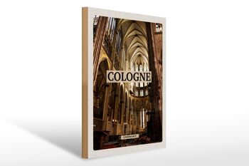 Panneau en bois voyage 30x40cm Cologne Allemagne Église Cathédrale de l'intérieur 1