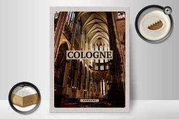 Panneau en bois voyage 30x40cm Cologne Allemagne Église Cathédrale de l'intérieur 2