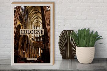 Panneau en bois voyage 30x40cm Cologne Allemagne Église Cathédrale de l'intérieur 3
