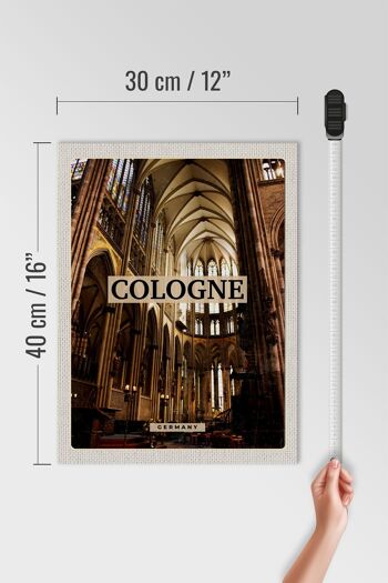 Panneau en bois voyage 30x40cm Cologne Allemagne Église Cathédrale de l'intérieur 4