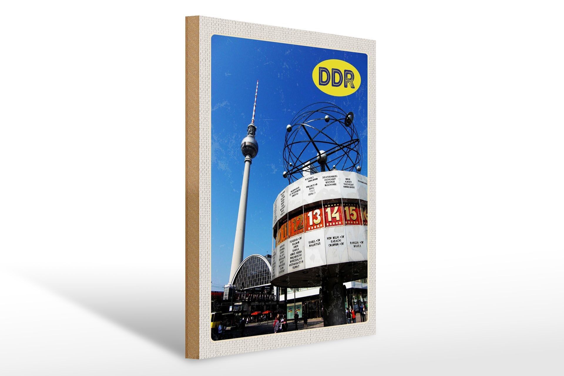 Cartel de madera viaje 30x40cm RDA Berlín vista Alexanderplatz