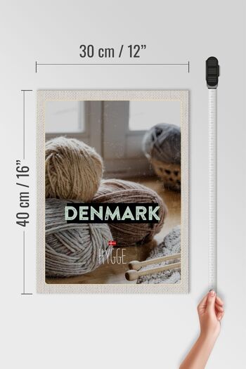 Panneau en bois voyage 30x40cm Danemark laine blanc gris crochet doux 4