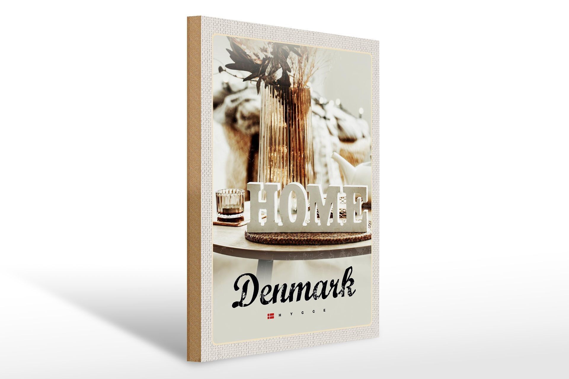 Cartello in legno da viaggio 30x40cm Danimarca razione abitativa bianca Casa