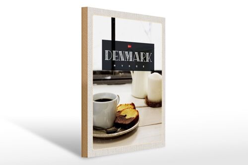 Holzschild Reise 30x40cm Dänemark Kaffee Marmorkuchen Wohnung