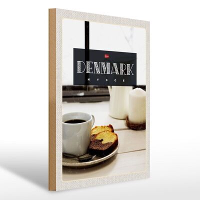 Cartel de madera viaje 30x40cm Dinamarca café mármol pastel apartamento