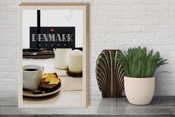 Panneau en bois voyage 30x40cm Danemark café marbre gâteau appartement 3