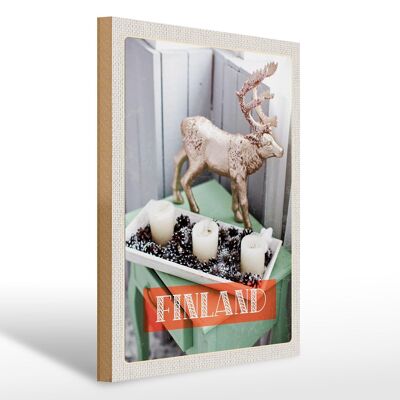 Holzschild Reise 30x40cm Finnland Hirsch Adventsteller