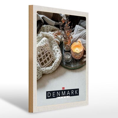 Cartel de madera viaje 30x40cm Dinamarca ración acogedora vela