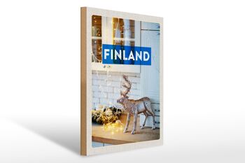 Panneau en bois de voyage 30x40cm, armoire lumineuse féerique en forme de cerf de Finlande 1