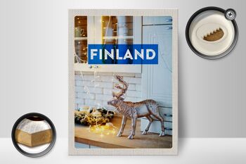 Panneau en bois de voyage 30x40cm, armoire lumineuse féerique en forme de cerf de Finlande 2
