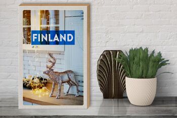 Panneau en bois de voyage 30x40cm, armoire lumineuse féerique en forme de cerf de Finlande 3