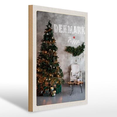 Cartello in legno da viaggio 30x40 cm Danimarca Albero di Natale