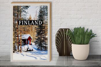 Panneau en bois voyage 30x40cm Finlande hiver forêt de neige 3