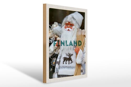 Holzschild Reise 30x40cm Finnland Weihnachten Weihnachtsmann