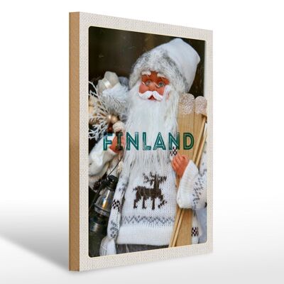 Cartel de madera viaje 30x40cm Finlandia Navidad Papá Noel