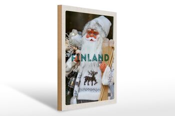 Panneau en bois voyage 30x40cm Finlande Noël Père Noël 1