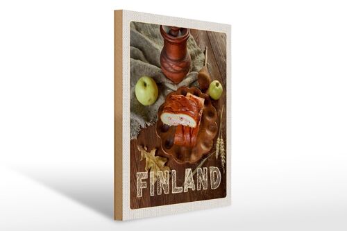 Holzschild Reise 30x40cm Finnland Weihnachten Apfel Delikatesse