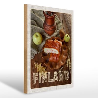 Cartel de madera viaje 30x40cm Finlandia Manjar navideño de manzana