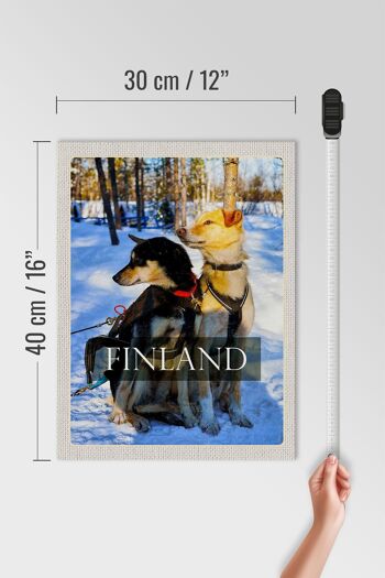 Panneau en bois voyage 30x40cm Finlande neige hiver chiens de forêt 4