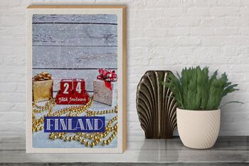 Panneau en bois voyage 30x40cm Finlande Noël Yötä Jouluun 3