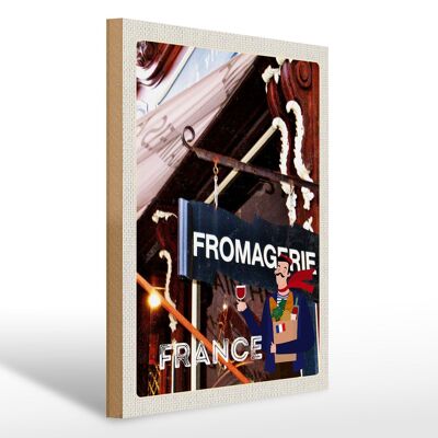 Cartel de madera viaje 30x40cm Francia Restaurante Fromagerie