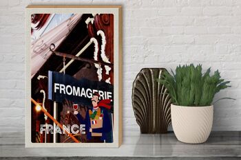 Panneau en bois voyage 30x40cm France Restaurant Fromagerie 3