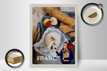 Panneau en bois voyage 30x40cm France baguette fromage poire olive 2