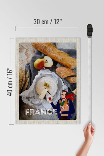 Panneau en bois voyage 30x40cm France baguette fromage poire olive 4