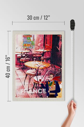 Panneau en bois voyage 30x40cm France restaurant peinture chaises 4