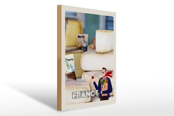 Panneau en bois voyage 30x40cm France différents fromages 1