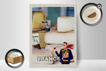 Panneau en bois voyage 30x40cm France différents fromages 2