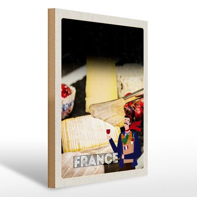 Wooden sign travel 30x40cm France cheese Camembert blue cheese