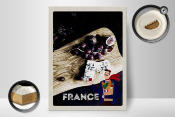 Panneau en bois voyage 30x40cm France raisins figues moule fromage 2