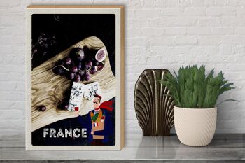 Panneau en bois voyage 30x40cm France raisins figues moule fromage 3