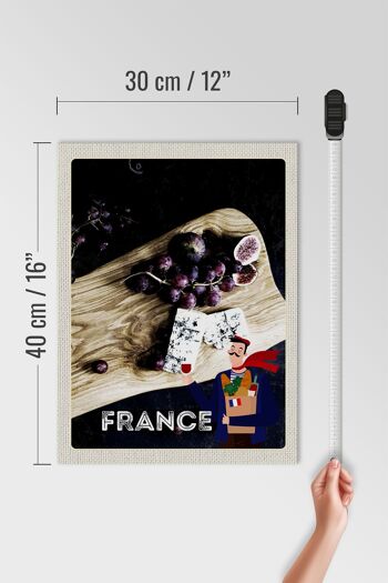 Panneau en bois voyage 30x40cm France raisins figues moule fromage 4