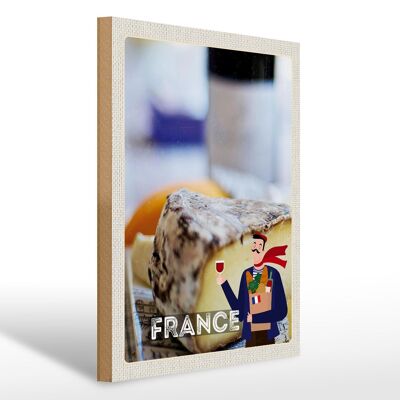 Cartel de madera viaje 30x40cm Francia queso producción Emmental